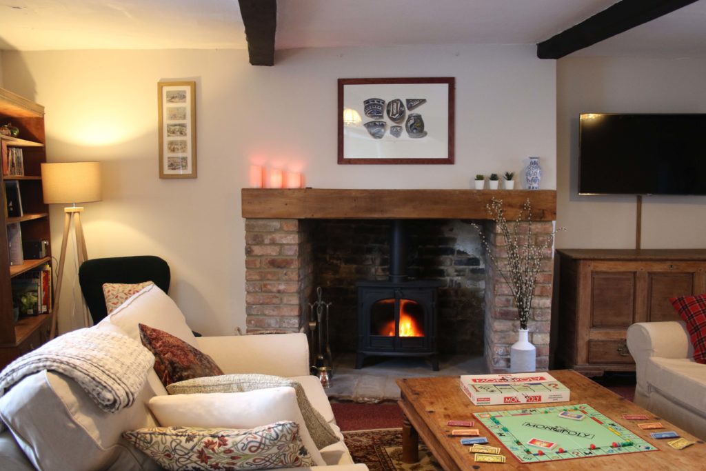 Cosy lounge with woodburning stove